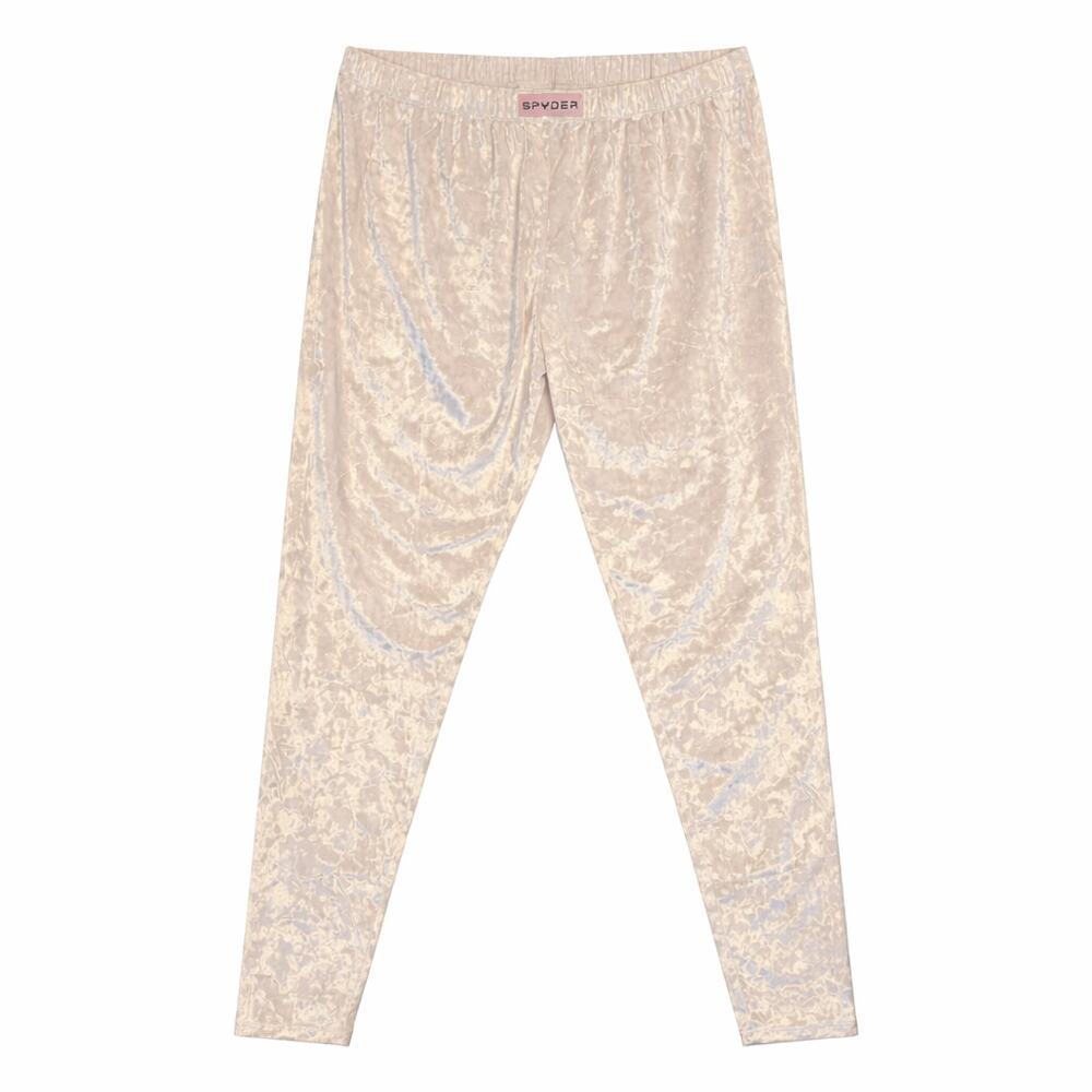 Spyder Pullon Pants Womens L Ivory Crushed Velvet Mid-Rise Elastic Waist Stretch
